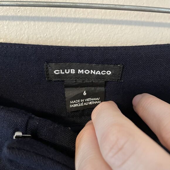 Women’s Club Monaco Wool Blend Navy Delaynee Wide Leg Trouser Sz 6 - Picture 3 of 7